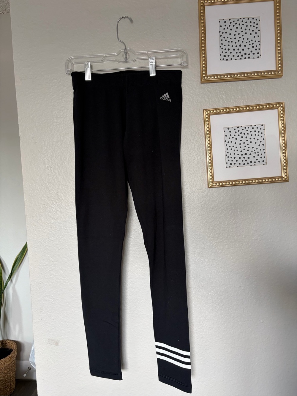 adidas Black Joggers with White Stripe Hem